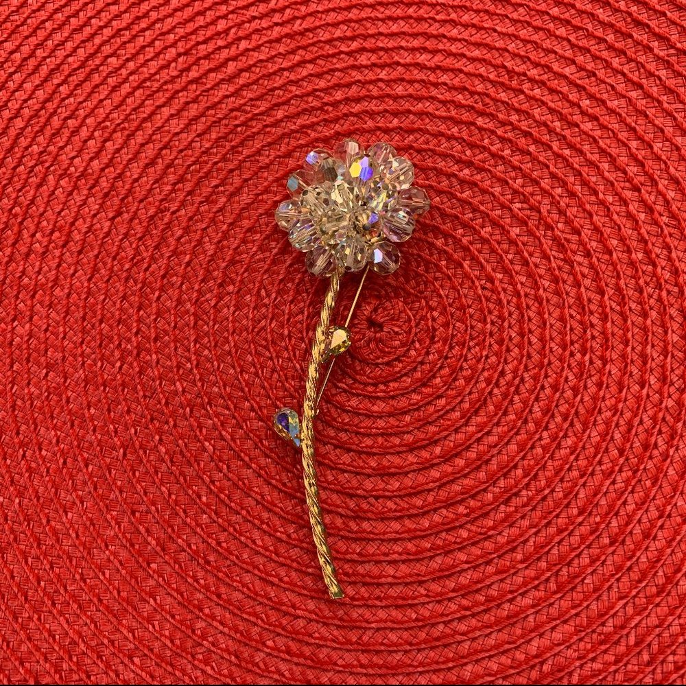 Vintage ALICE CAVINESS Crystal Flower Brooch